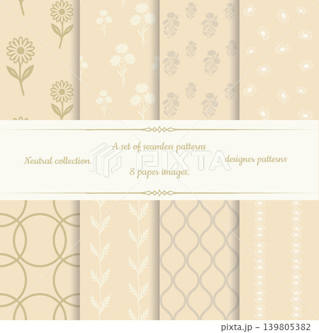 Beige Floral Seamless Pattern Collection Beige Floral Seamless Pattern Collection 139805382