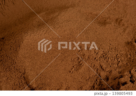 Raw organic cocoa powder texture background for food design Raw organic cocoa powder texture background for food design 139805493