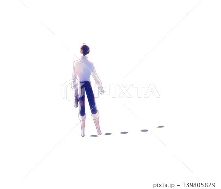 立ち止まる男性　足跡 139805829