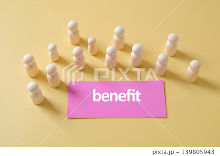 Text benefits on card with group of Human figures. Text benefits on card with group of Human figures. 139805943