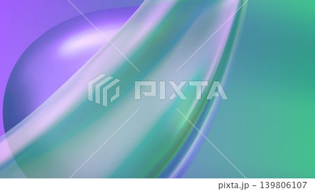 Liquid wave flowing across a gradient background, creating a soft abstract pattern with iridescent holographic colors for vibrant or minimal artistic layouts 139806107