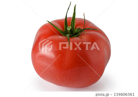 Single Red Juicy Tomato Isolated on White Background 139806361