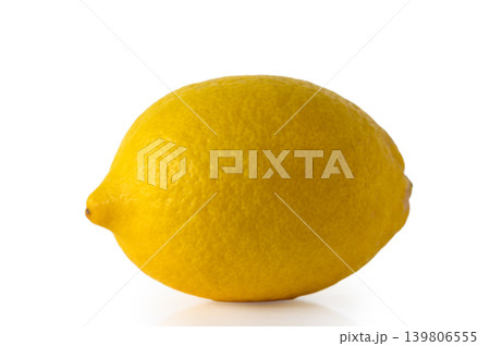 Bright Yellow Lemon Isolated on White Fresh Citrus Concept Bright Yellow Lemon Isolated on White Fresh Citrus Concept 139806555