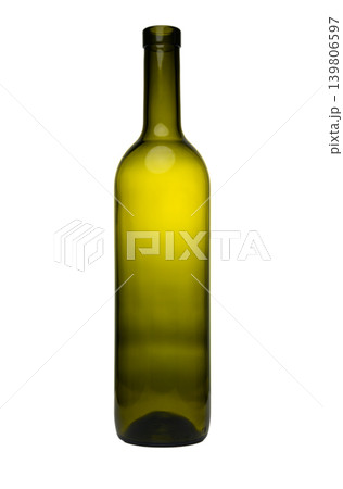 Green Glass Bordeaux Wine Bottle on White Background Green Glass Bordeaux Wine Bottle on White Background 139806597