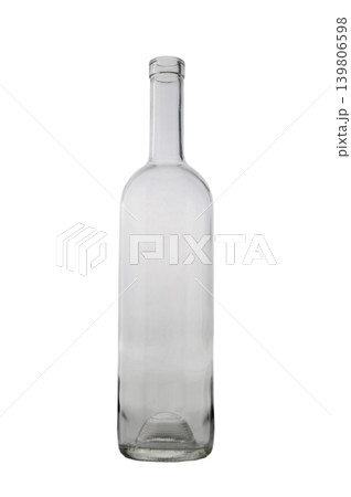 Empty Clear Glass Bordeaux Wine Bottle on White Background Empty Clear Glass Bordeaux Wine Bottle on White Background 139806598