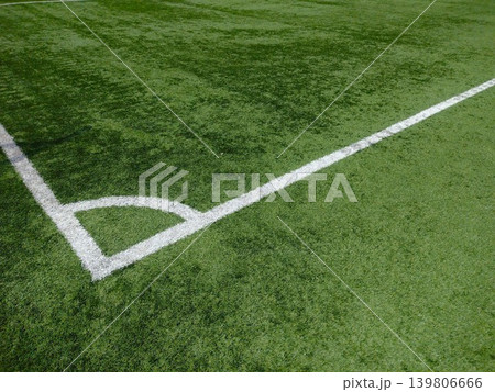 A football field, white lines and green grass. Sports background 139806666