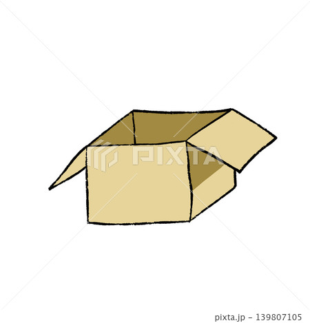 Open cardboard box, brown paper package for shipping and storage, delivery service container. Empty box isolated on white, warehouse moving transport element. Cardboard box parcel. 139807105