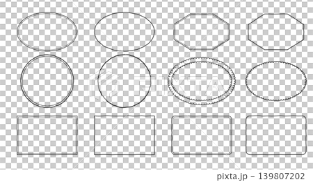 手描き風二重線フレーム12種セット ペンタッチのナチュラル枠 139807202