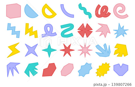 Abstract Shape Icon Set - Colored Outline 139807266