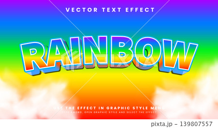 Rainbow 3d editable text effect Template 139807557