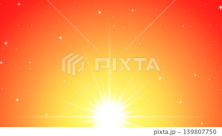 Vibrant orange and red starry sky with bright sunburst glare background Vibrant orange and red starry sky with bright sunburst glare background 139807750