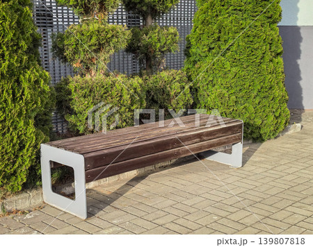 Modern Park Bench Side Profile Modern Park Bench Side Profile 139807818