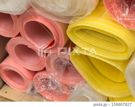 Pink and Yellow Foam Underlayment Rolls for Floors Pink and Yellow Foam Underlayment Rolls for Floors 139807827