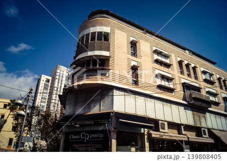 Street view of tel aviv showing the unique local architecture and urban landscape Street view of tel aviv showing the unique local architecture and urban landscape 139808405