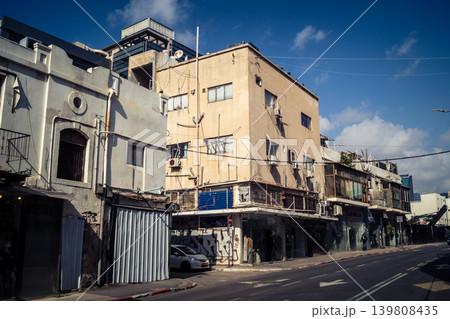 Streets of tel aviv with typical urban architecture and residential buildings Streets of tel aviv with typical urban architecture and residential buildings 139808435