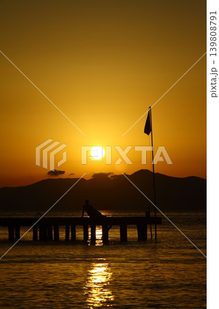 Seaside town of Turgutreis and spectacular sunsets 139808791