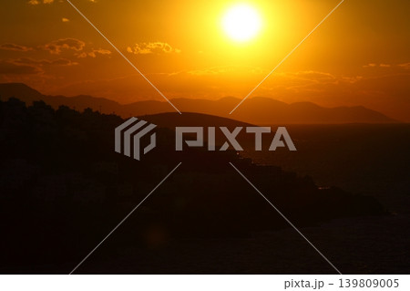 Seaside town of Turgutreis and spectacular sunsets Seaside town of Turgutreis and spectacular sunsets 139809005