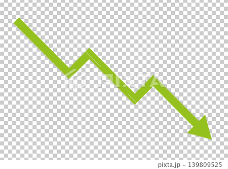 A simple green downward arrow graph icon representing decline or decrease. A simple green downward arrow graph icon representing decline or decrease. 139809525