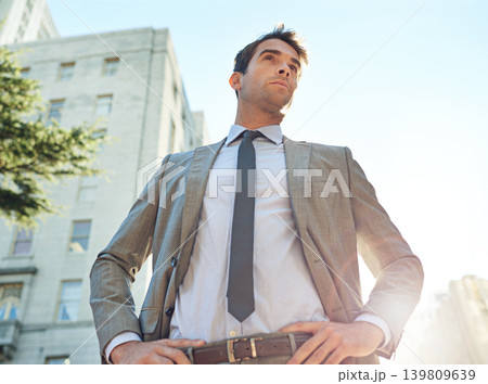 Businessman, city and buildings with thinking for opportunity, career or accounting in Los Angeles. Professional man, vision and entrepreneur with confidence for planning, mindset and ambition Businessman, city and buildings with thinking for opportunity, career or accounting in Los Angeles. Professional man, vision and entrepreneur with confidence for planning, mindset and ambition 139809639