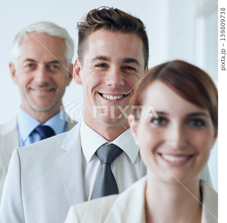 Business people, portrait and confidence for work support in office, cooperation and teamwork in workplace. Coworkers, together and pride for company, colleagues and solidarity by accountants Business people, portrait and confidence for work support in office, cooperation and teamwork in workplace. Coworkers, together and pride for company, colleagues and solidarity by accountants 139809738