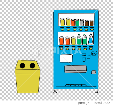 Vending machine & trash can - vivid & pop colors | Hand-drawn, vector illustration Vending machine & trash can - vivid & pop colors | Hand-drawn, vector illustration 139810882