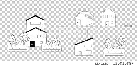 手繪房屋_獨立式住宅、單戶住宅、平房、外觀 | 線條畫 手繪房屋_獨立式住宅、單戶住宅、平房、外觀 | 線條畫 139810887