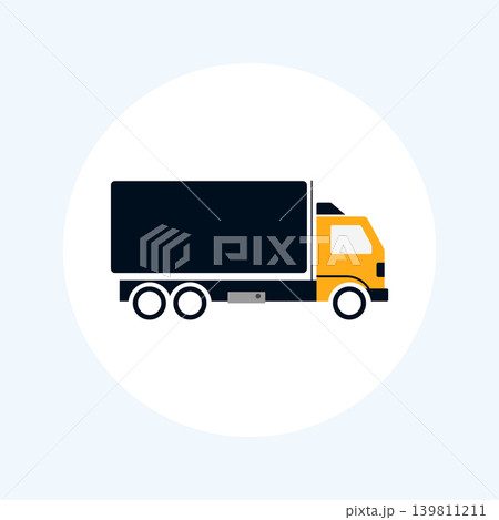 Yellow and dark blue semi-trailer truck flat vector illustration transport Yellow and dark blue semi-trailer truck flat vector illustration transport 139811211