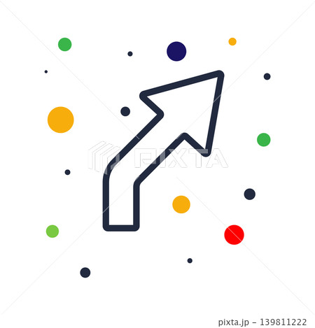 Upward arrow icon with colorful dots on white background direction progress Upward arrow icon with colorful dots on white background direction progress 139811222