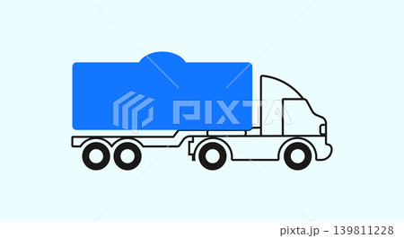 Outline illustration of a tanker truck with blue tank flat design digital Outline illustration of a tanker truck with blue tank flat design digital 139811228