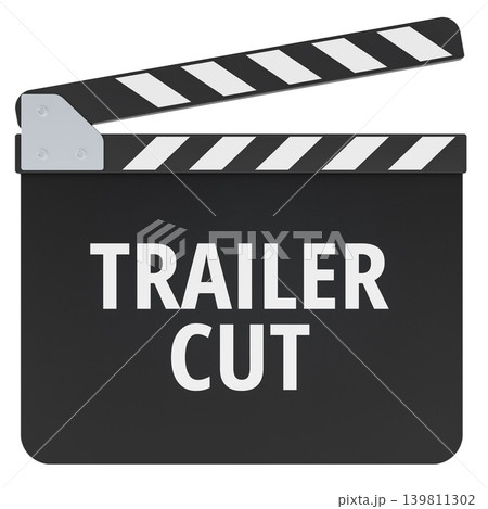 Trailer ?ut concept with clapperboard, 3d rendering Trailer ?ut concept with clapperboard, 3d rendering 139811302