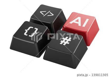 AI keyboard keys for programming, 3d rendering 139811305