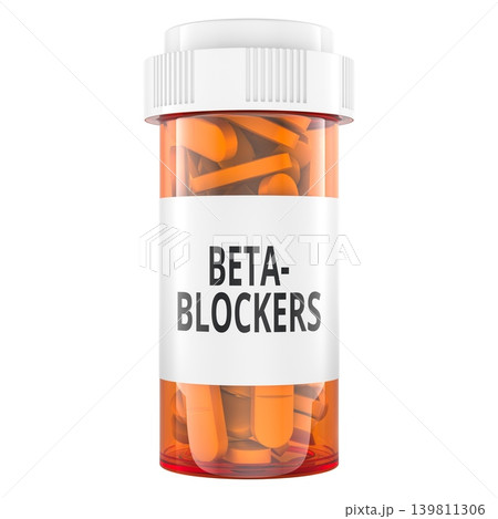 Beta Blockers medication bottle, 3d rendering Beta Blockers medication bottle, 3d rendering 139811306