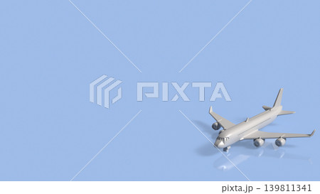 Minimalist Airplane On Blue Horizon 3d render. Minimalist Airplane On Blue Horizon 3d render. 139811341