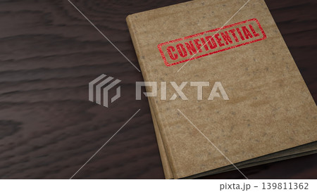 Confidential Document Folder On Office Desk 3d render. 139811362