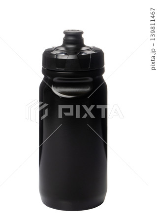 Close-up of a black reusable sports water bottle Close-up of a black reusable sports water bottle 139811467