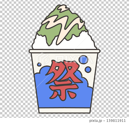 練乳がかかった抹茶のかき氷 練乳がかかった抹茶のかき氷 139811911