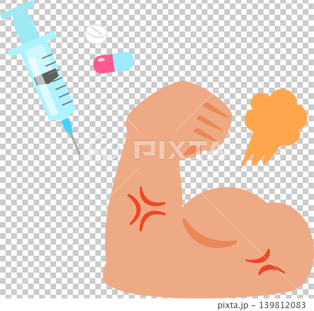 Syringes, oral medications, and biceps, doping Syringes, oral medications, and biceps, doping 139812083