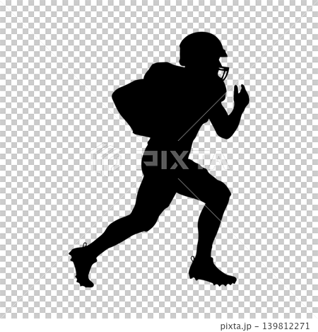 美國橄欖球運動員的剪影，透明通道 139812271