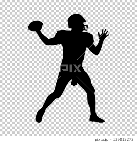 橄欖球運動員傳球的剪影，透明通道 139812272