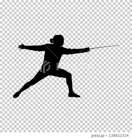 Silhouette of a female fencer, alpha channel Silhouette of a female fencer, alpha channel 139812314
