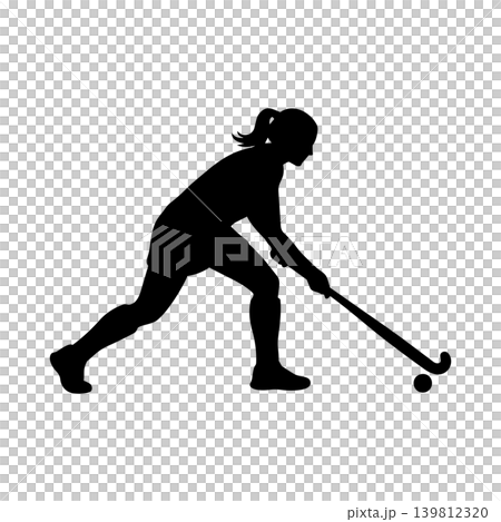 Silhouette of a woman playing hockey, alpha channel Silhouette of a woman playing hockey, alpha channel 139812320