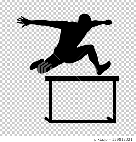Silhouette of a man running hurdles, alpha channel Silhouette of a man running hurdles, alpha channel 139812321