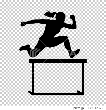 Silhouette of a woman running hurdles, alpha channel Silhouette of a woman running hurdles, alpha channel 139812322