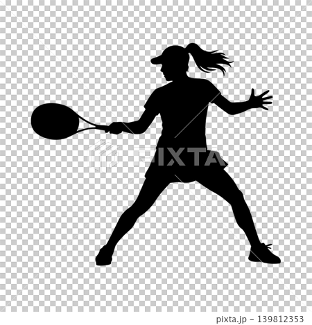 女網球選手的剪影,透明通道 女網球選手的剪影,透明通道 139812353