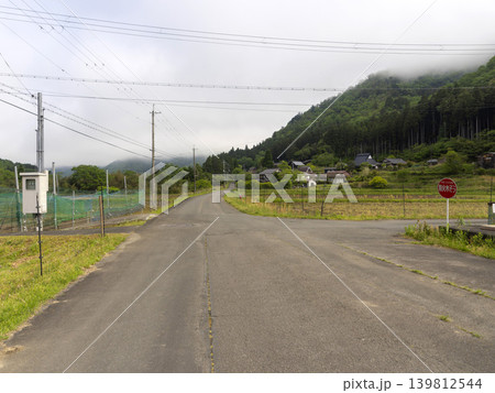 田舎の道路と田んぼの風景 田舎の道路と田んぼの風景 139812544