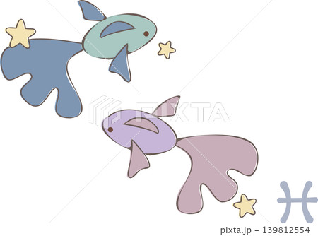 おしゃれな魚座モチーフイラスト素材 おしゃれな魚座モチーフイラスト素材 139812554