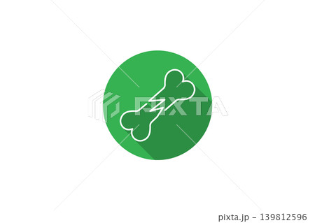 Broken Bone Icon Flat Medical Fracture Symbol in Green Circle With Long Shadow for Health Apps Broken Bone Icon Flat Medical Fracture Symbol in Green Circle With Long Shadow for Health Apps 139812596