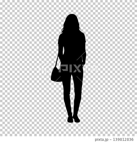 ショルダーバッグを持つ女性のシルエット、アルファチャンネル ショルダーバッグを持つ女性のシルエット、アルファチャンネル 139812836