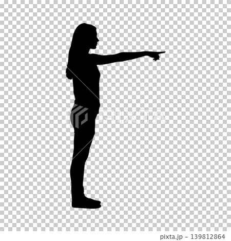 Silhouette of a woman pointing her finger, alpha channel Silhouette of a woman pointing her finger, alpha channel 139812864