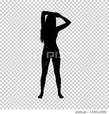 体をほぐしている女性のシルエット、アルファチャンネル 139812896